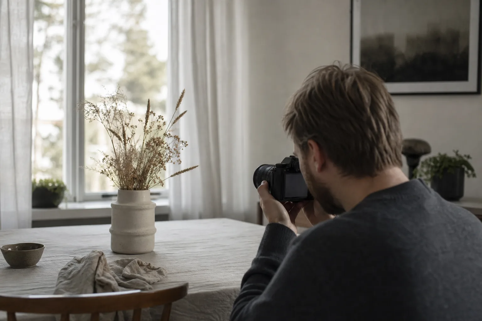 Ett motiv fotograferat inomhus i mjukt fönsterljus från sidan