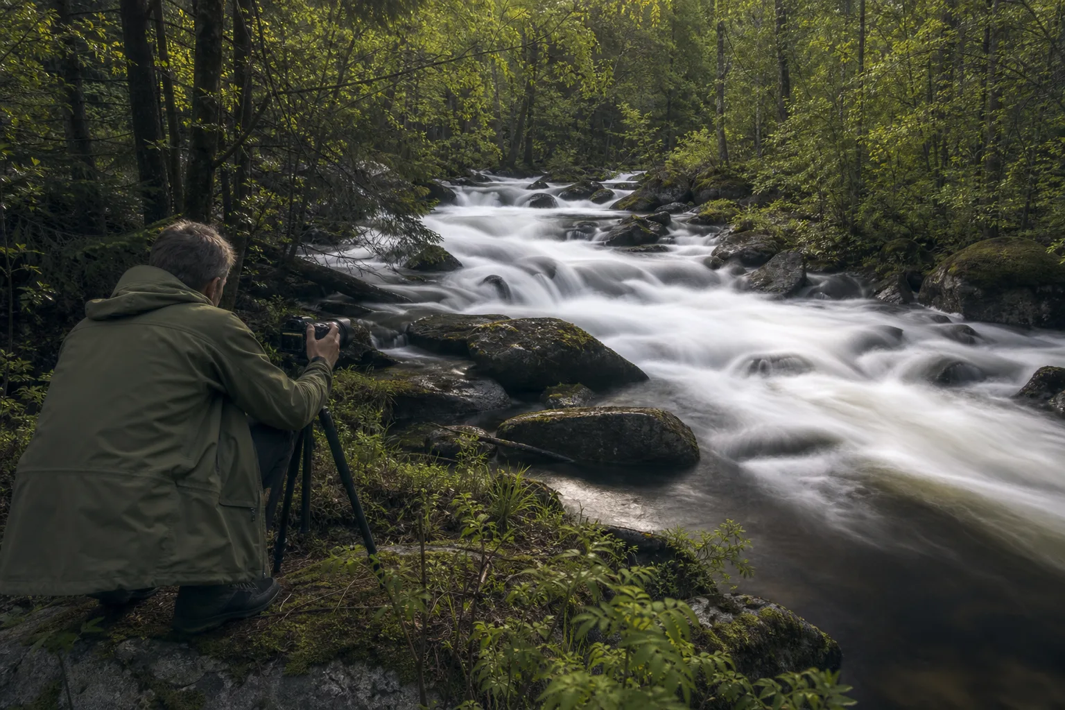 Rörelseoskärpa i vatten fotograferad med lång slutartid